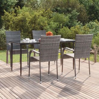 vidaXL Vidaxl - Juego De Comedor Para Jard&iacute;n 5 Piezas Rat&aacute;n Sint&eacute;tico Gris