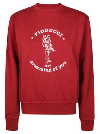 Fiorucci Bordeaux Crewneck Sweatshirt with Vintage Graphic Print