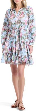 Robert Graham Sydney Paisley Floral Long Sleeve Tiered Shirtdress in Blue Multi at Nordstrom Rack, Size 10