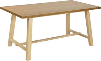 Beliani Mesa De Comedor Rectangular Con Tablero Chapado Acabado Natural Patas De Madera Maciza Madera De Fresno Natural 160 X 90 Cm Barnes
