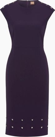 HUGO BOSS Womens Devoka Sleeveless Midi Sheath Dress - Purple - Size: 12