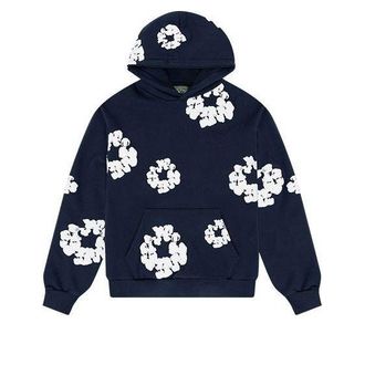 Denim Tears Cotton Wreath Logo Hoodie Navy White 301-080-30