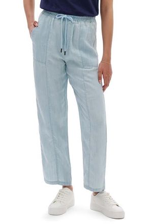 Hatley Drawstring Crop Straight Leg Chambray Pants in Blue at Nordstrom, Size Small