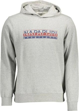Napapijri Grijze hoodie met unieke print - Heren - Hoodies - Grijs - 2XL - Katoen - Hoodies & sweatvesten