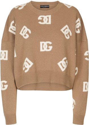 Dolce & Gabbana DG monogram virgin wool jumper - women - Virgin Wool - 40 - Brown