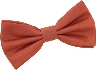 DQT Plain Shantung Polyester Wedding Tuxedo Pre-Tied Bow Tie for Men in Rust