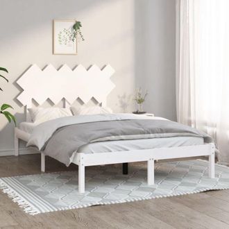 vidaXL Estructura De Cama Doble De Madera Maciza Blanco 135x190 Cm Vidaxl