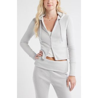 BP. Hacci Rib Zip Hoodie in Grey Micro at Nordstrom Rack, Size X-Large