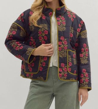 Entro Napa Nights Floral Quilted Jacket In Black