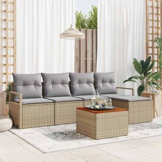 vidaXL Conjunto De Sof&aacute; De Jard&iacute;n 6 Pcs Beige Y Gris Claro Vidaxl