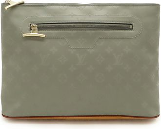 Louis Vuitton Gray Canvas Clutch Bag (Pre-Owned)