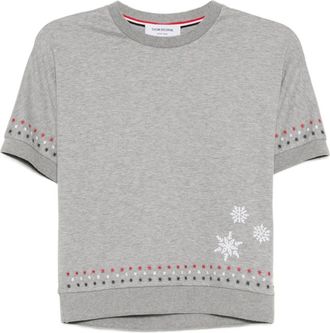 Thom Browne T-shirt con ricamo - Grigio