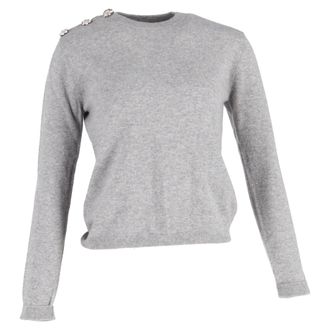 Ganni Ganni Crystal Embellished Jumper In Grey Cashmere