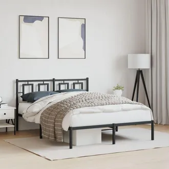 vidaXL Vidaxl - Estructura Cama Sin Colch&oacute;n Con Cabecero Metal Negro 140x200 Cm