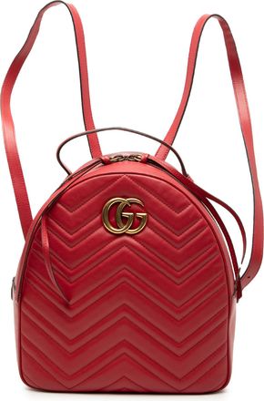 Gucci Pre-owned Womens Small Gg Marmont Matelasse Leather Backpack - Poppy - One Size