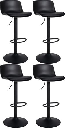 Clp Set De 4 Taburetes De Bar Almada Con Asiento En Polipiel Negro