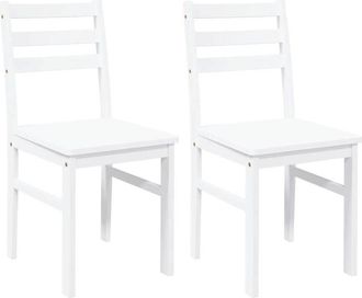 vidaXL Vidaxl - Sillas de comedor 2 unidades madera maciza de caucho blanco