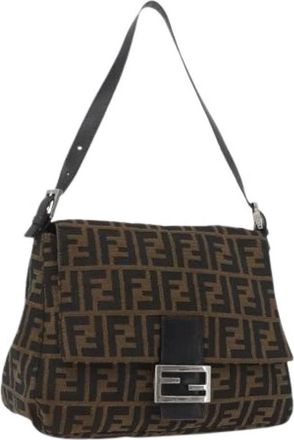 Fendi Pre-owned Vintage Zucca Schoudertas - Dames - Vintage Schoudertas - Bruin - ONE Size - Leer - Vintage