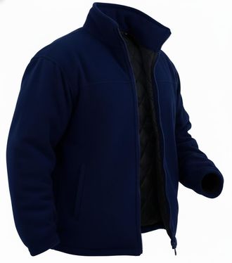 Generic Mens Classic Fleece Jacket Coat Work Leisure Sports Casual Anti Pill Work Winter Extra Thick Heavy Duty Padded Full Zip UK Sizes S-2XL (NAVY, XL)