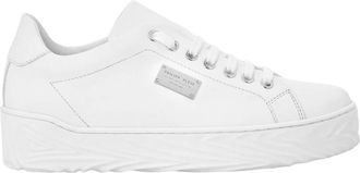 Philipp Plein Schoenen, Dames, Wit, 40 EU, Leer, Leren Lo-Top Sneakers