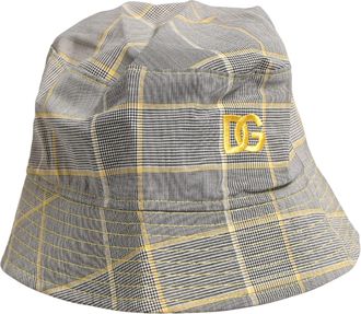 Dolce & Gabbana Men Gray Checkered Bucket Fisherman Capello Mens Hat