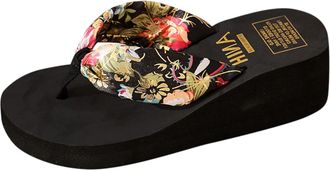 Generic Womens High Wedge Beach Sandals Summer Thong Flip Flops Platform Open Toe Shoes Fancy With Bohemia Flowers Summer Thong Flip Flops Flat Sandals Slip O