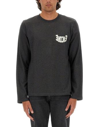 Courr&egrave;ges Logo-Embellished Grey Regular Fit T-Shirt
