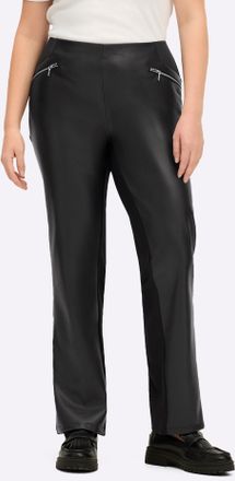 Sheego Lederimitathose SHEEGO, Damen, Gr. 40, Normalgr&ouml;ssen, schwarz, 100% Polyester, R&uuml;ckenteil:5% Elasthan, 25% Polyamid, 70% Viskose, unifarben, Hosen Led