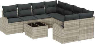 vidaXL Vidaxl - Garden Sofa Set 9 pcs 55 x 55 x 37 cm Poly Rattan