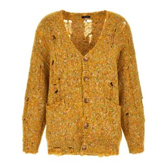 R13 Distressed Alpaca Cardigan - female - R13 - Cardigans - Yellow - XS - Knitwear