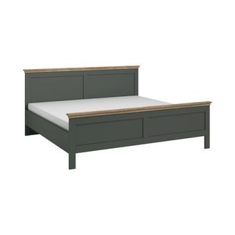 Petits Meubles Cama 140x200 con somier incluido paneles laminados verde y madera
