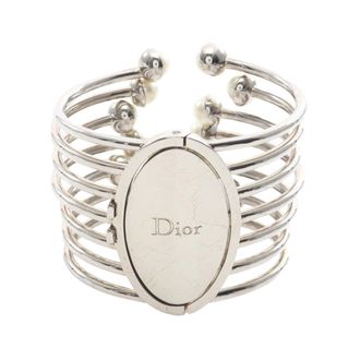 Dior Pre-owned Womens Palladium Plated Faux Pearl Diorific Bangle Bracelet - Light Grey Metal - One Size