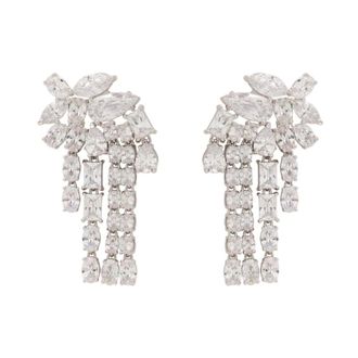 Self Portrait Crystal Pearl Drop Earrings - female - Self Portrait - Earrings - Gray - ONE SIZE - Accessories