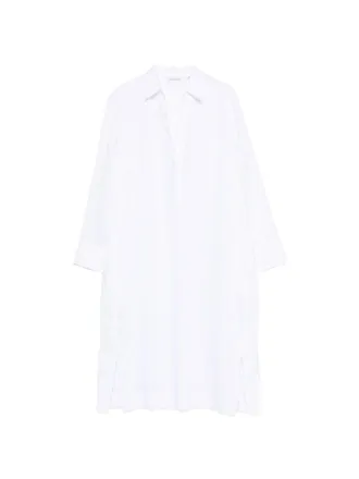 Archivio 67 Archivio 67 Womens V-Neck Side Slits Linen Chemisier Dress