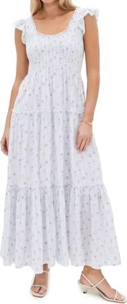 LoveShackFancy Chessie Maxi Dress In Coastline Blue