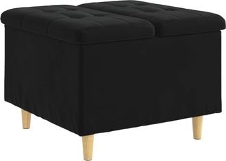 vidaXL Vidaxl Pouf Contenitore Con Cuscino Nero 60 X 60 X 45 Cm Velluto