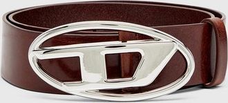 Diesel 3.9cm leather belt with shiny Oval D logo buckle - Belts - Woman - Brown