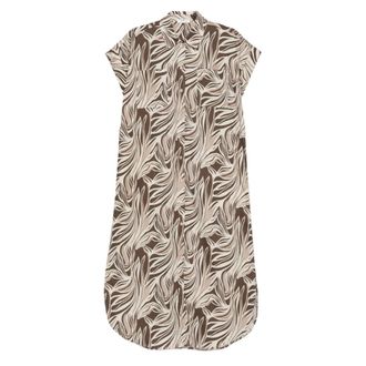 PANICALE Shirt Dresses, female, Brown, Size: XS Patterned Collared Midi Dress