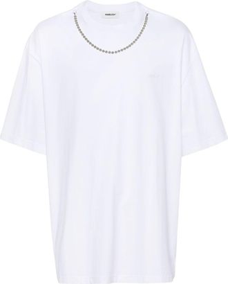 AMBUSH chain-detail logo-embroidered T-shirt - men - Organic Cotton/Polyester - L - White