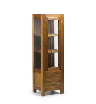 Moycor Vitrina 1 puerta de cristal y 2 cajones de madera marr&oacute;n alt. 135 cm