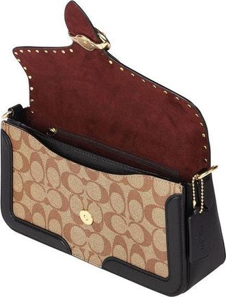Coach Womens Shoulder Bag Gold-Khaki-Terracotta Coated Canvas Leather Shoulder-bags