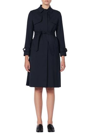Sandro Trench coat with pleated inset in Navy at Nordstrom, Size 36
