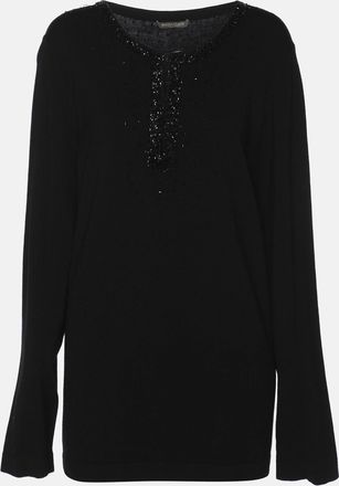 424 Marina Rinaldi Black Jersey Beads Embellished Tops