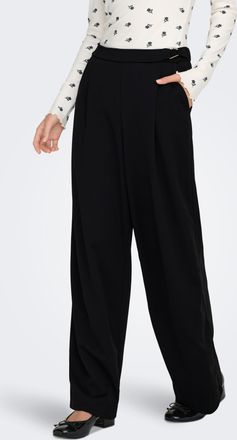Only Anzughose ONLY ONLSANIA LIFE WIDE BUCKLE PANT JRS, Damen, Gr. XL, N-Gr, schwarz detail:silber buckle (sania), Jersey, Obermaterial: 95% Polyester, 5% 