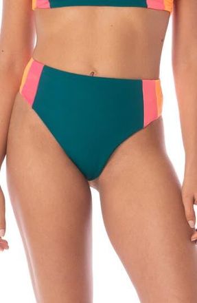 Maaji Verdant Breeze Wanderer Reversible High Waist Bikini Bottoms in Green at Nordstrom Rack, Size Medium