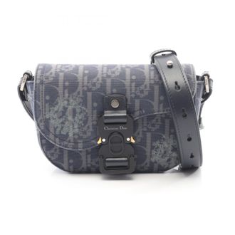 Dior Navy Canvas Leather Handbag Shoulder Bag (Pre-Owned)
