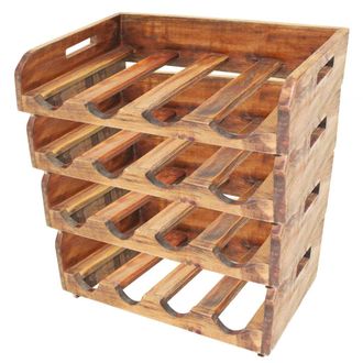 vidaXL Botelleros Para 16 Botellas 4 Piezas Madera Maciza De Caoba Vidaxl