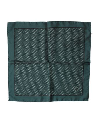 Dolce & Gabbana Mens Dark Green Silk Patterned Handkerchief 32cm X 31cm Scarf