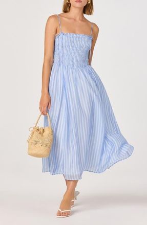 ASTR the Label Lahela Stripe Sundress in Blue Stripe at Nordstrom, Size Medium