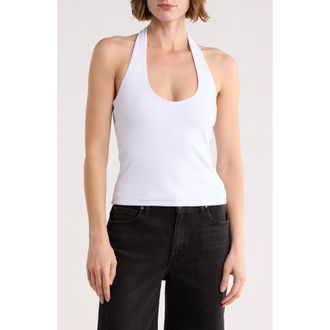 Abound Rib Knit Halter Top in White at Nordstrom Rack, Size X-Large